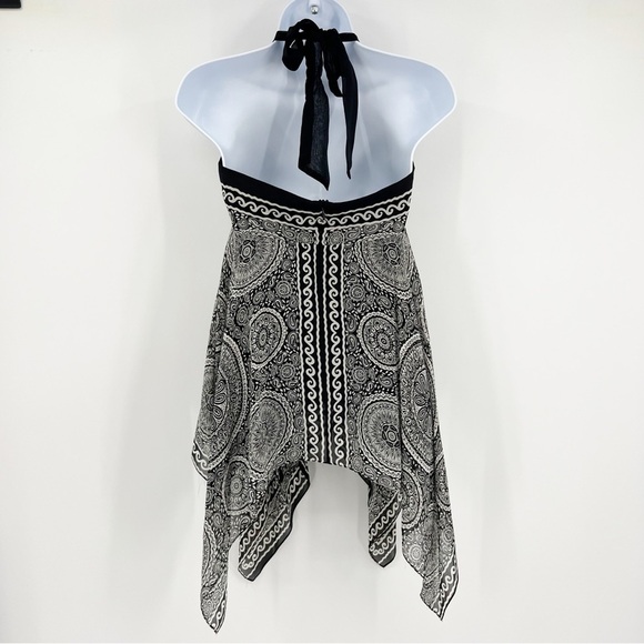 Y2K BCBGMAXAZRIA Silk Halter Top XS Handkercheif Babydoll Asymmetric - Picture 3 of 6